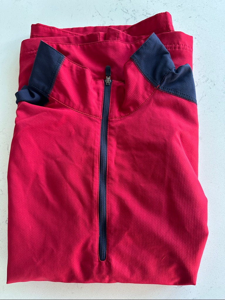 Footjoy Red And Navy Quarter-Zip Golf Rain Pullover
